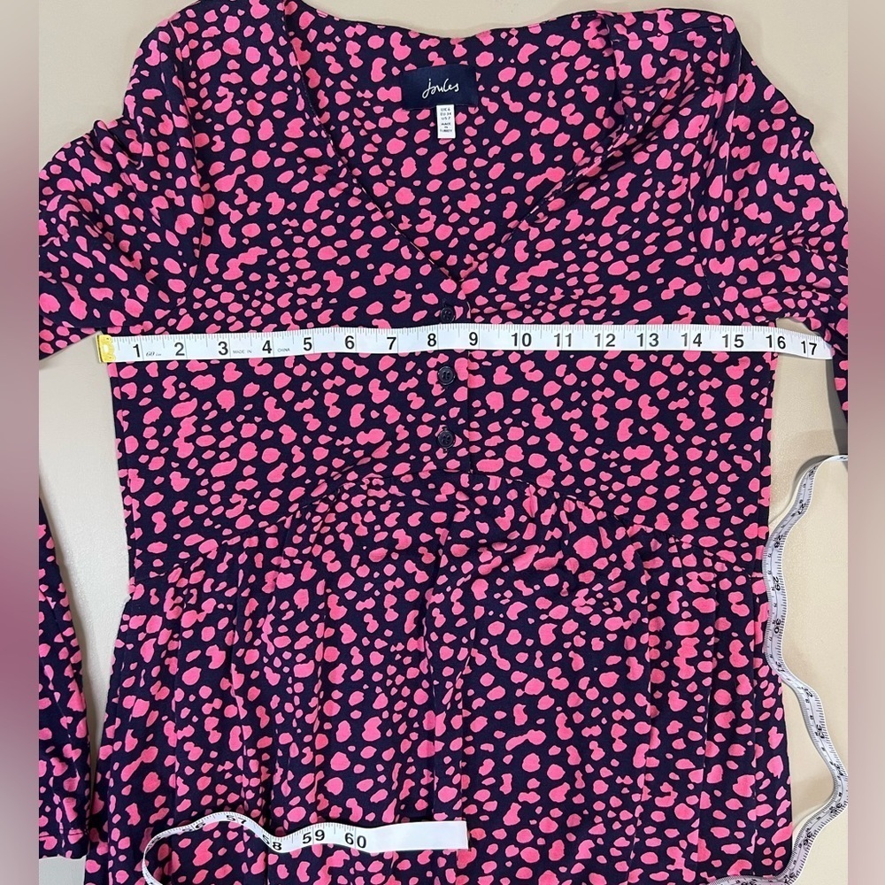 Joules Annalise Leopard Pink and Blue Henley Long Sleeve Dress Size 0 - Picture 11 of 12